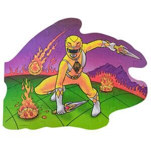 Mighty Morphin Power Rangers Yellow Ranger 50 Piece Puzzle 1995 Good Complete